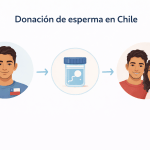 Donación de esperma Chile ilustración del proceso con donante y pareja receptora