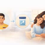 Donación de esperma Colombia con donante y pareja en proceso de fertilidad asistida