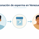 Donación de esperma Venezuela ilustración del proceso con donante y pareja receptora