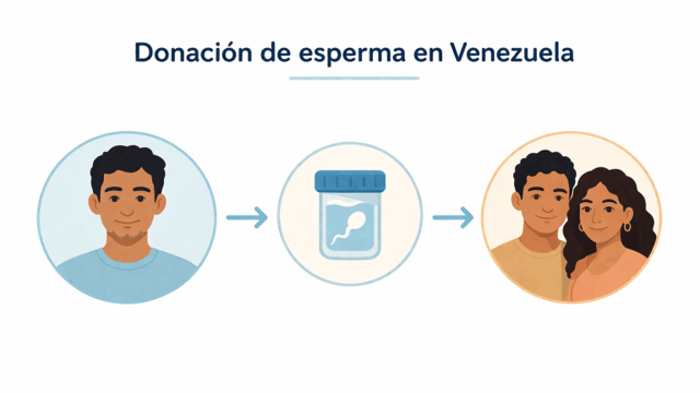 Donación de esperma Venezuela ilustración del proceso con donante y pareja receptora