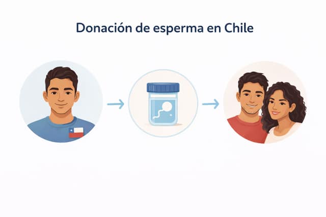 Donación de esperma Chile ilustración del proceso con donante y pareja receptora