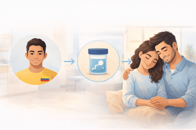 Donación de esperma Colombia con donante y pareja en proceso de fertilidad asistida