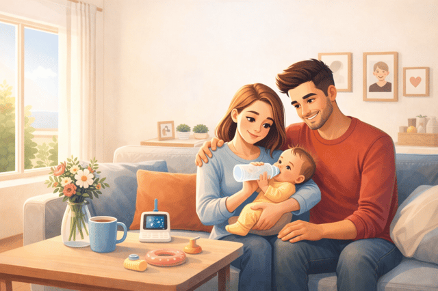 Coparentalidad España pareja criando bebé juntos en casa