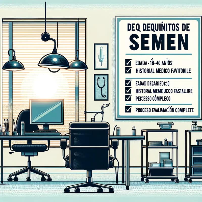 Un consultorio médico con un cartel que muestra los requisitos para la donación de semen
