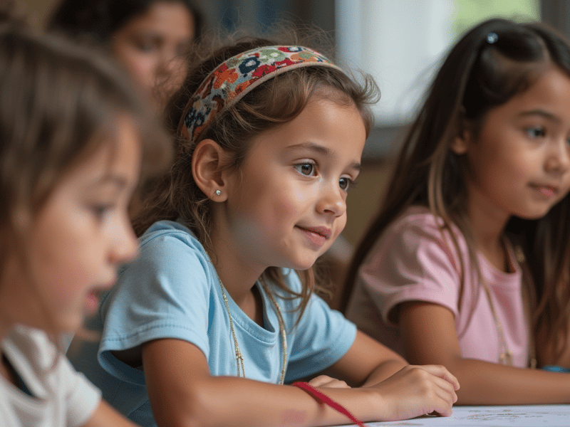 Grupo diverso de adultos y niños participando en actividades de coparentalidad en Madrid